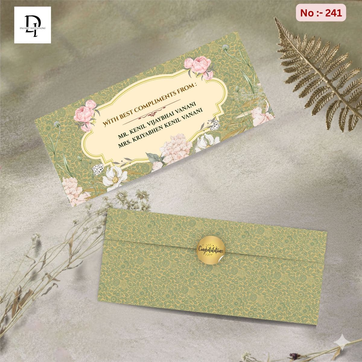 Vintage Floral Green Shagun Cover