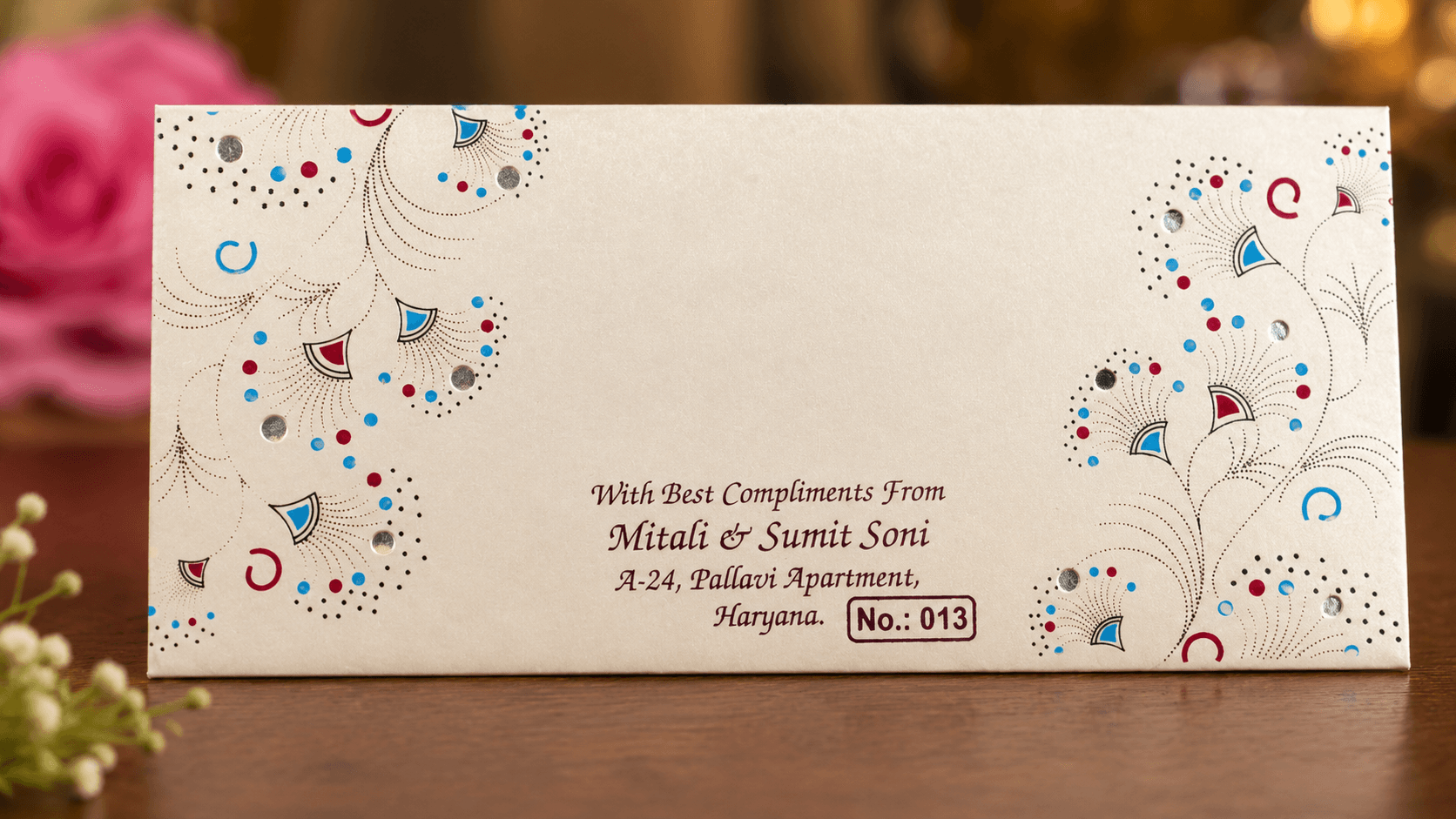 Elegant Abstract Floral Wedding Envelope