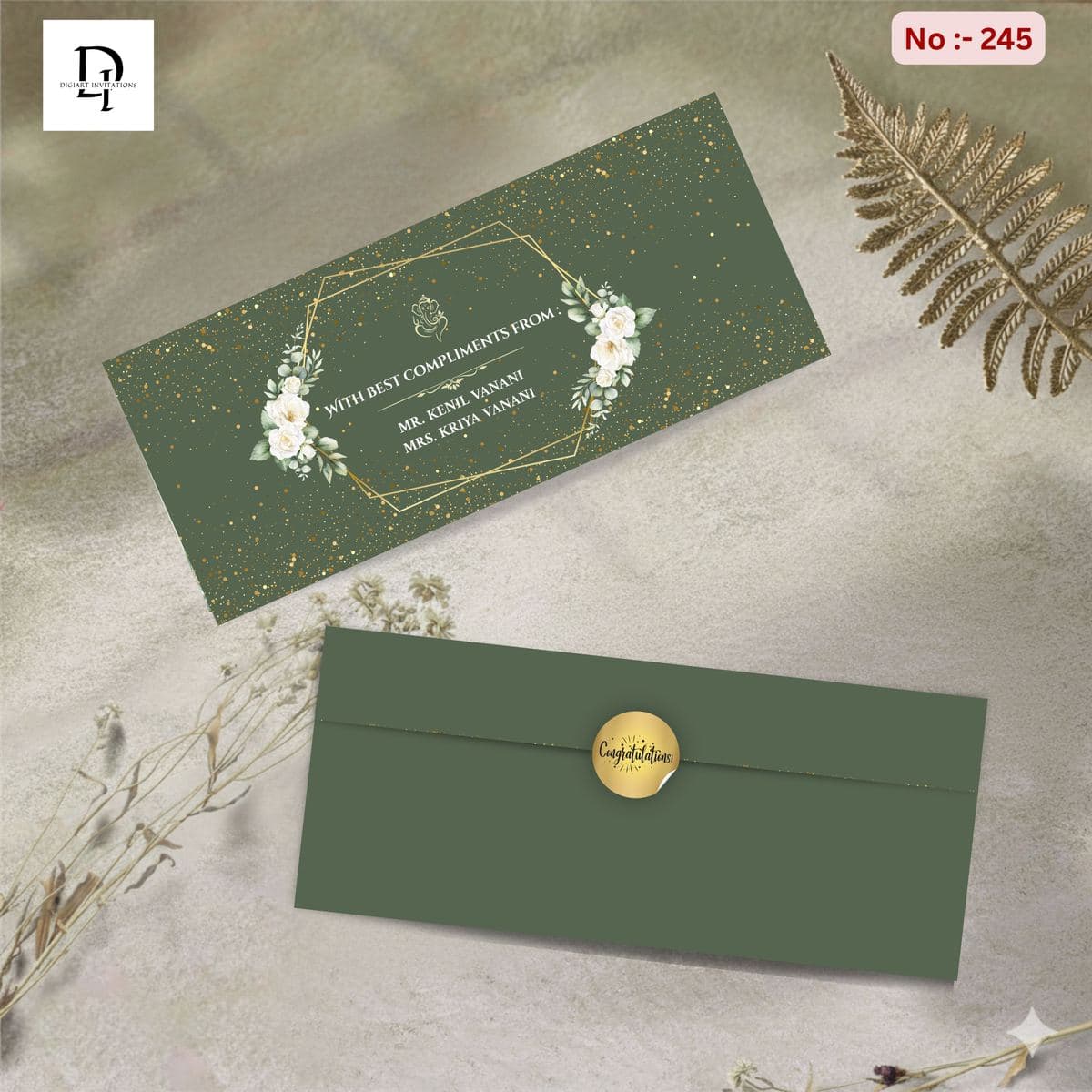 Dark Green Gold Glitter Shagun Cover