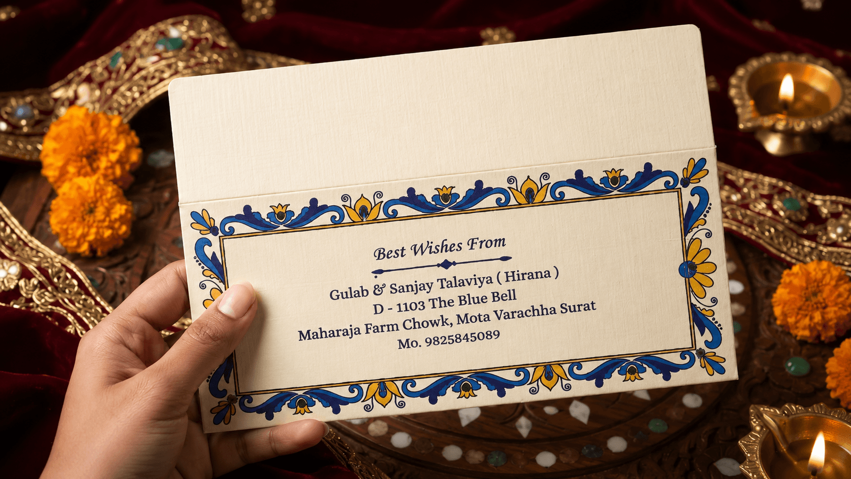Blue Border Cream