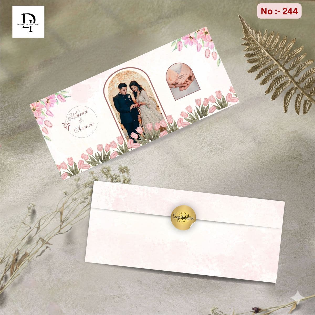 Pink Tulips Couple Shagun Cover