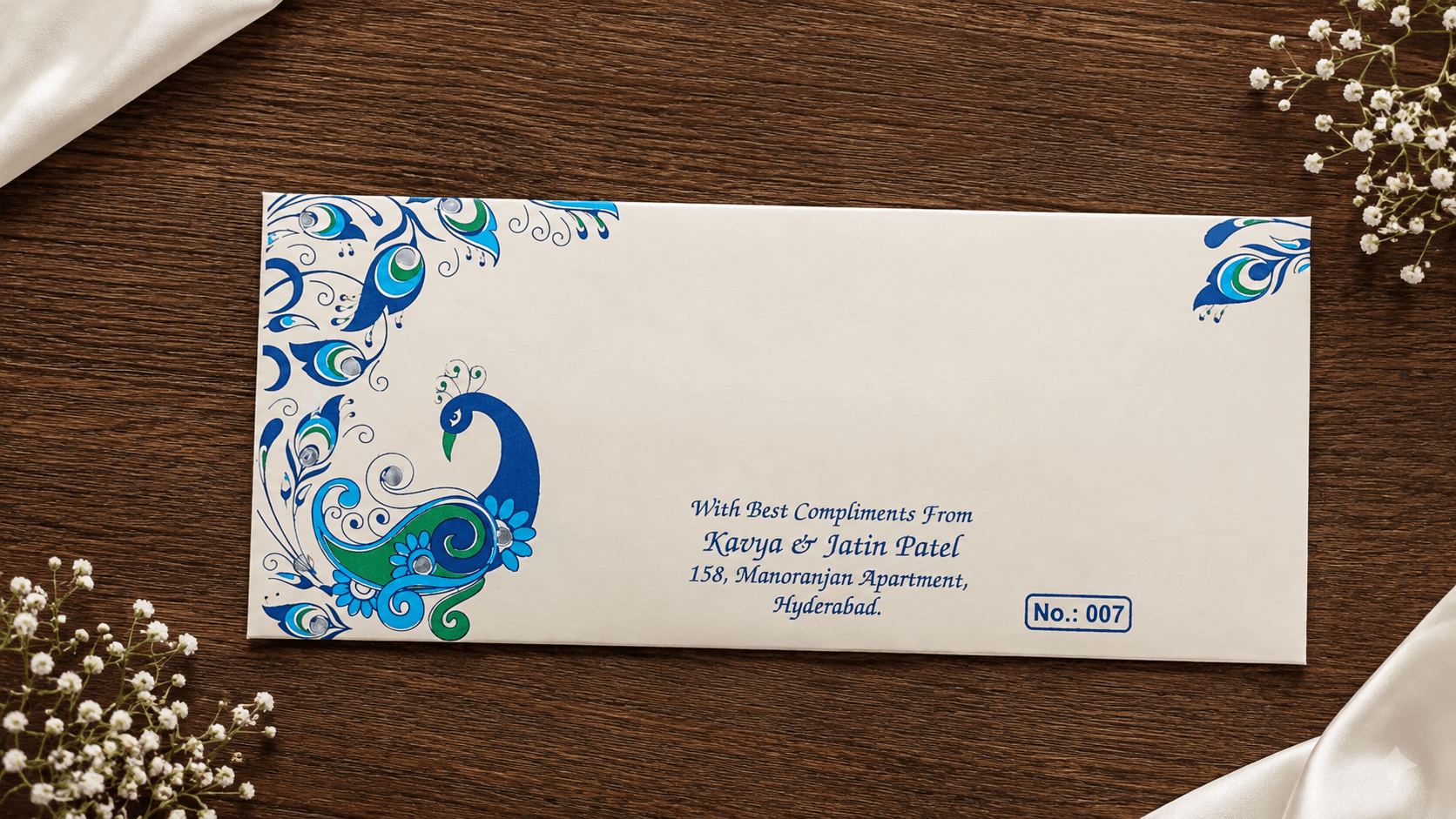 Elegant Peacock Wedding Envelope