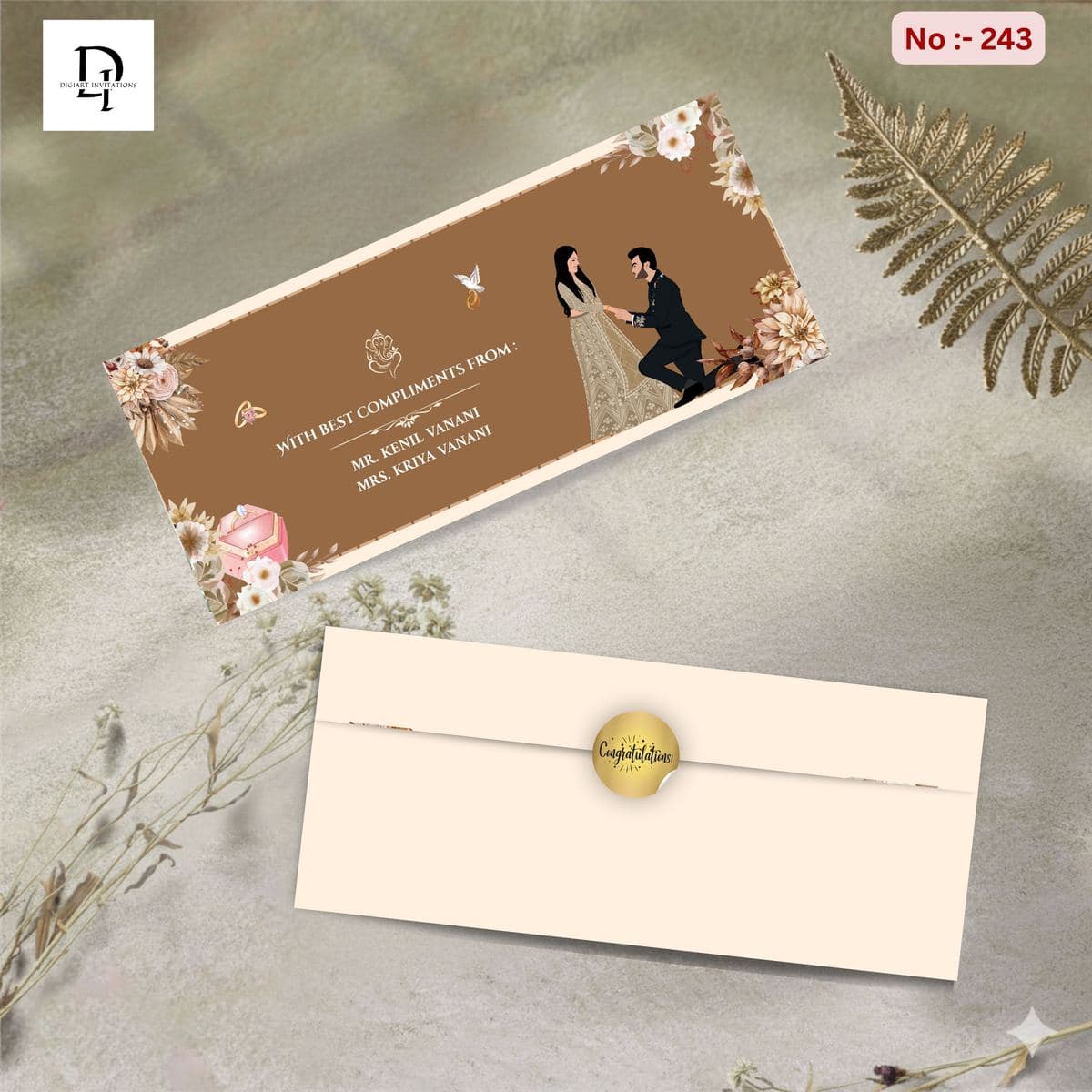 Brown Floral Ring Shagun Cover