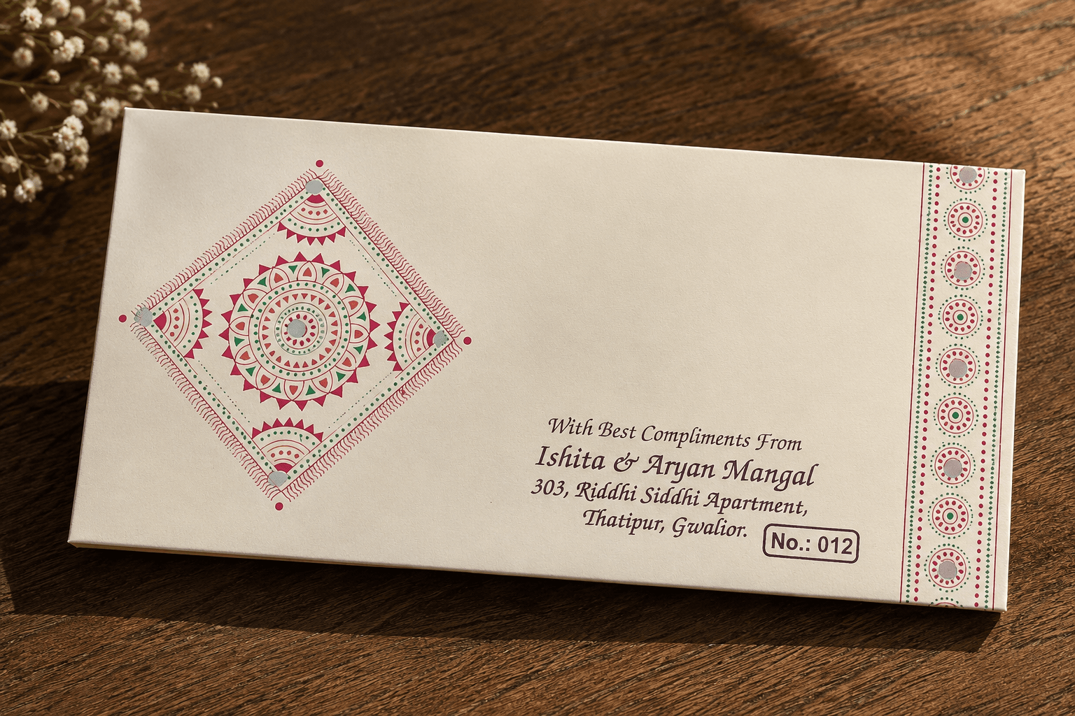 Elegant Traditional Mandala Wedding Envelope