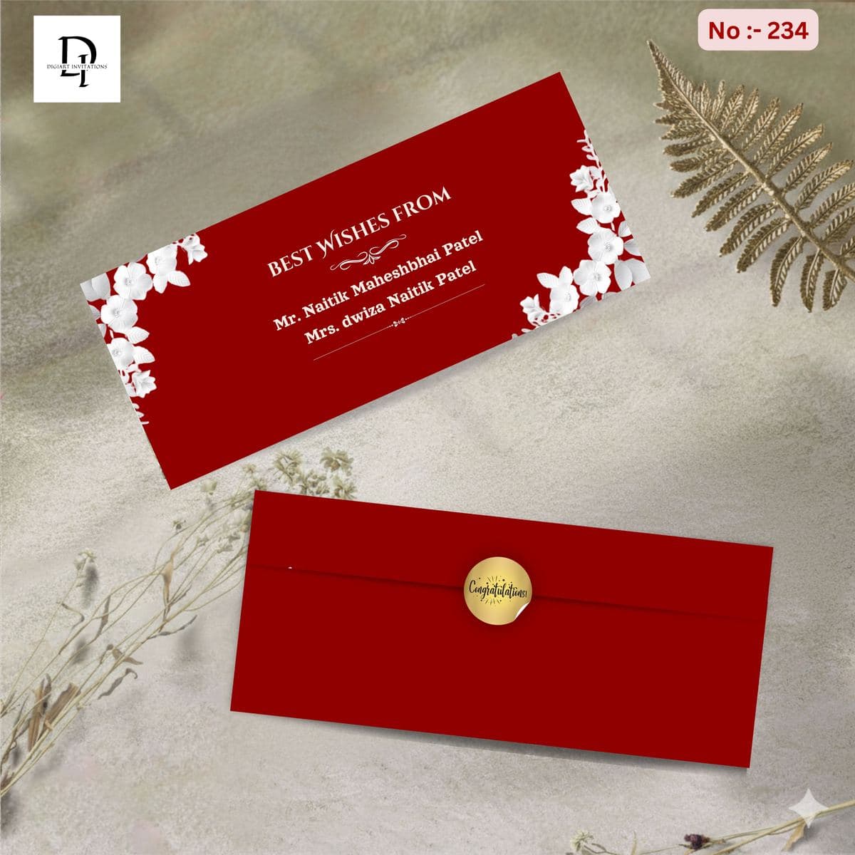 Deep Red Floral Shagun Cover