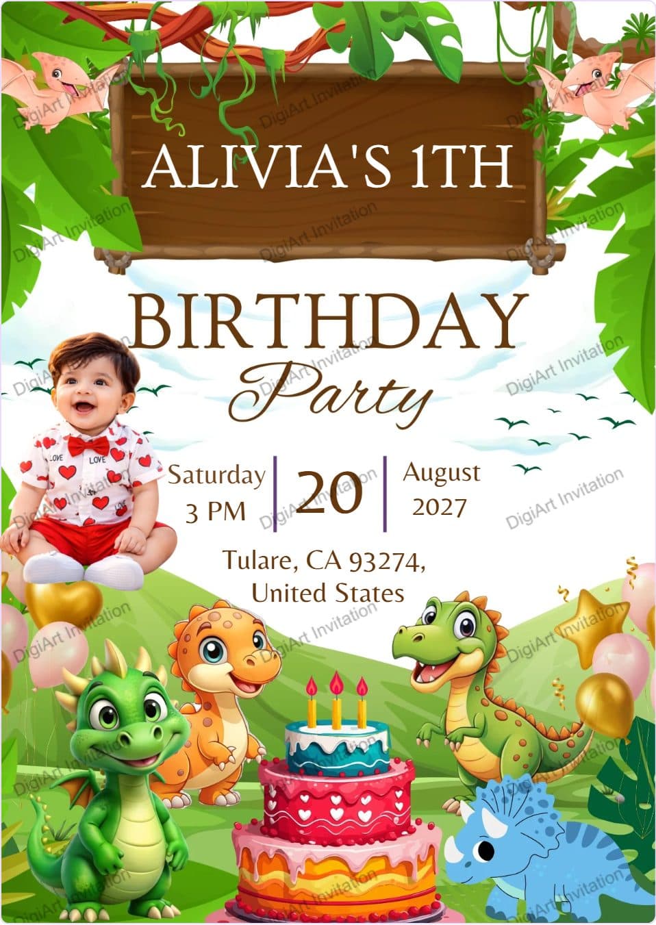 dinosaur birthday invitation