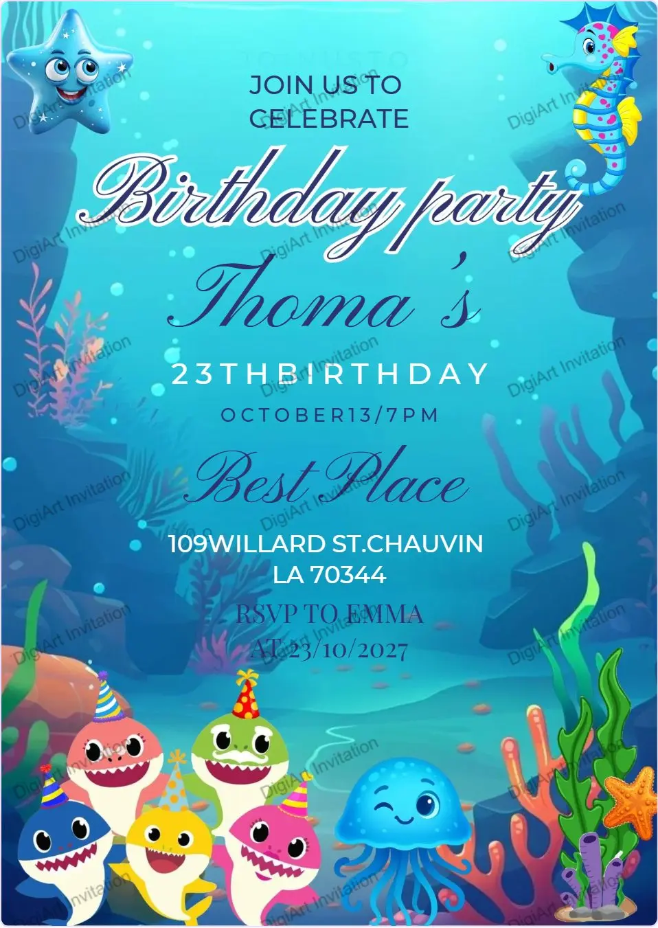 Ocean Sea Life Birthday
