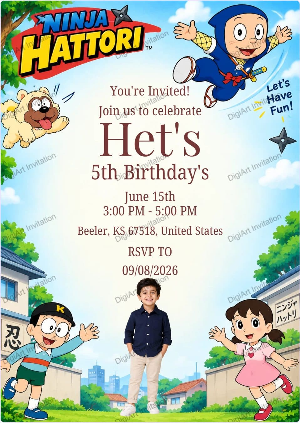 Ninja Kids Birthday Invitation