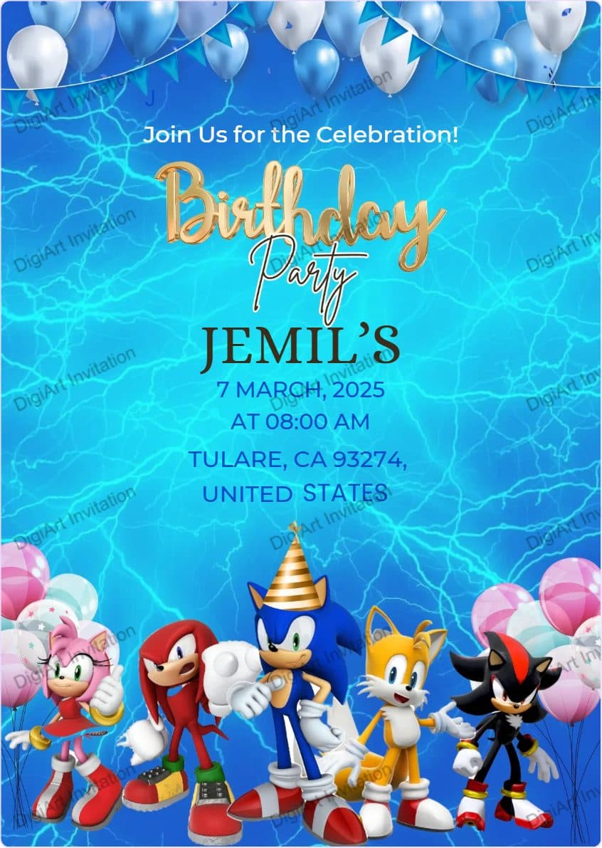 Sonic Speed Blue Gaming Adventure Birthday Party