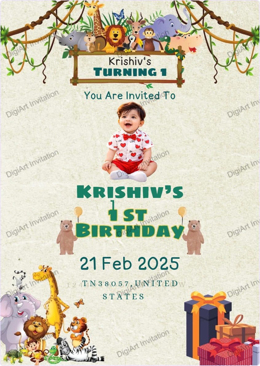 JUNGLE THEME BIRTHDAY INVITATION