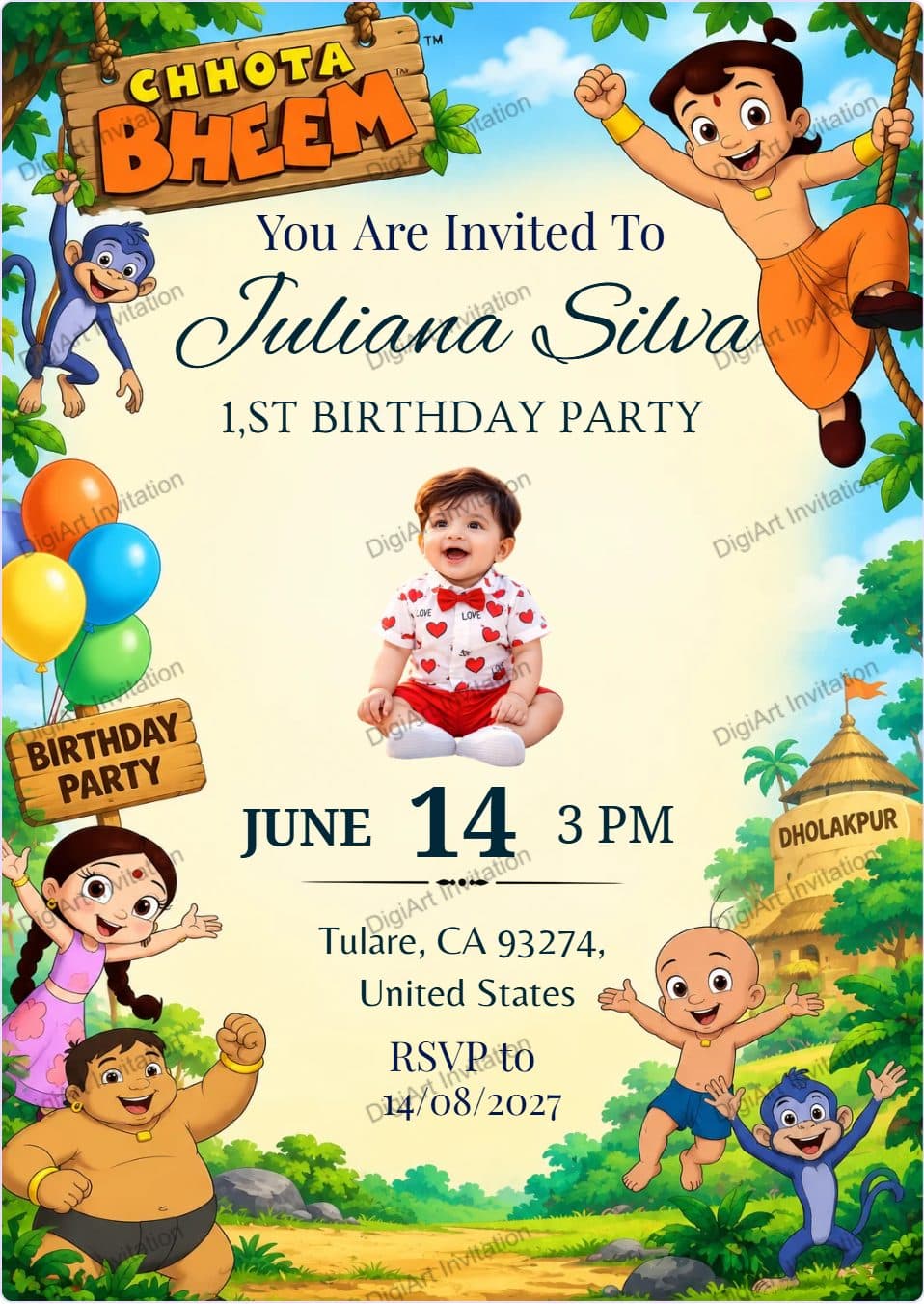 Chhota Bheem Birthday Invitation
