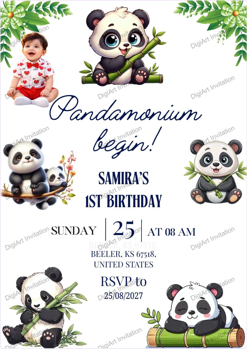Cute Panda & Bamboo Birthday Theme